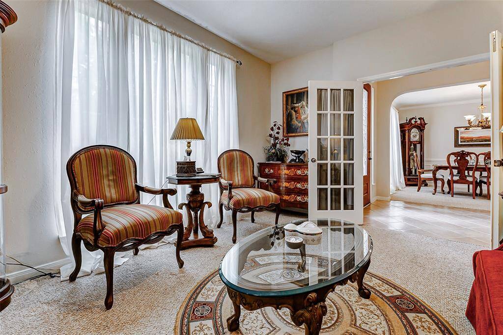 Lovely double french door entry to the office/study space.