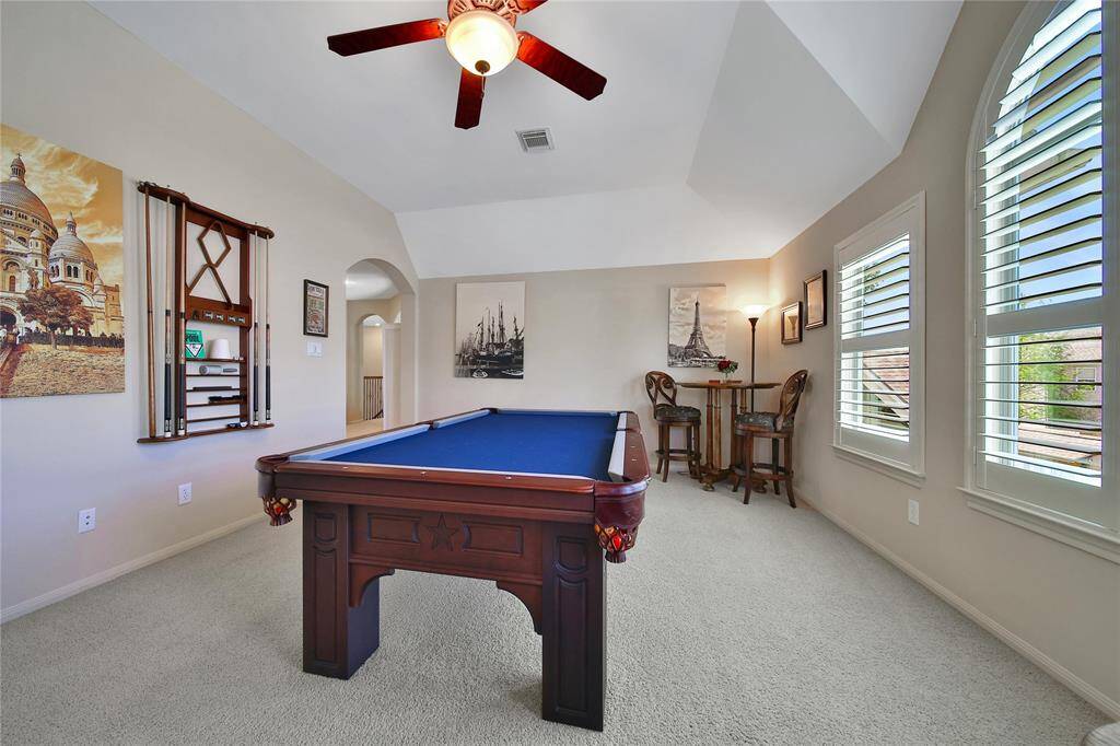 The large gameroom has room for seating or gaming.
