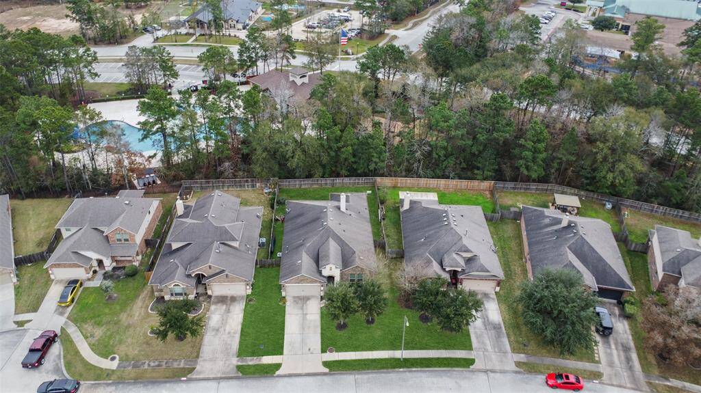Aerial view shows convenient location to community pool