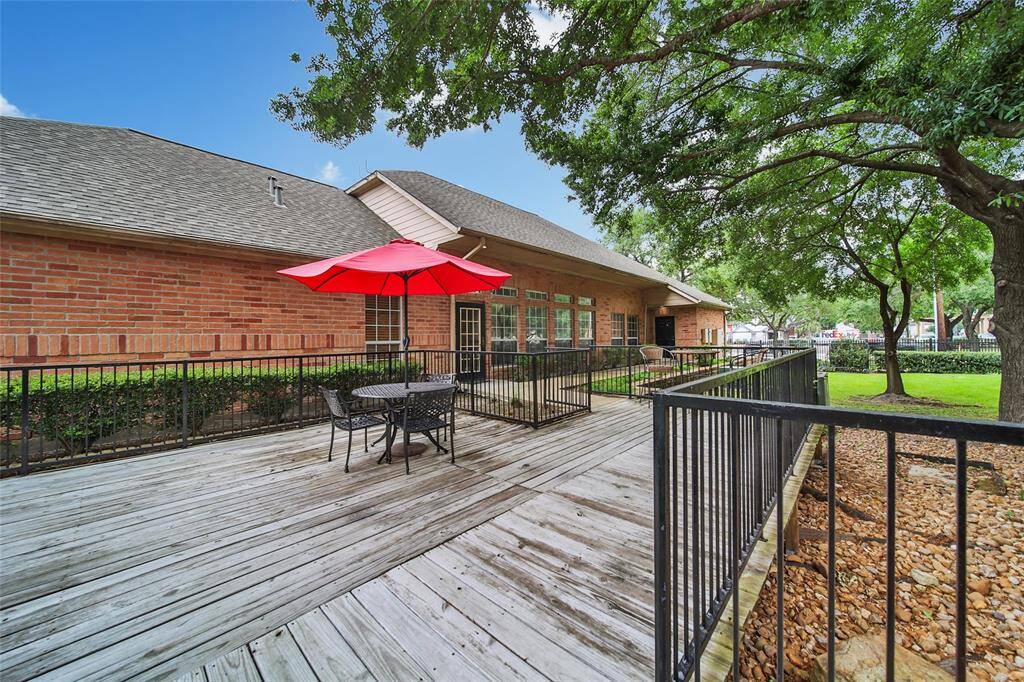 Behind the clubhouse is a tranquil wooded patio, ideal for relaxing on a beautiful day with friends or family.