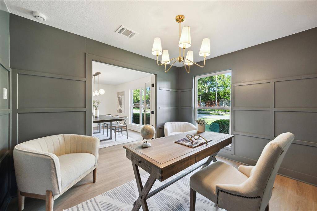 Office facing dining room