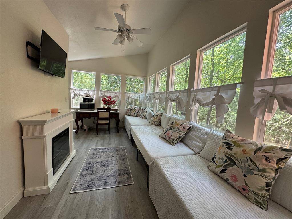 Living area with fireplace