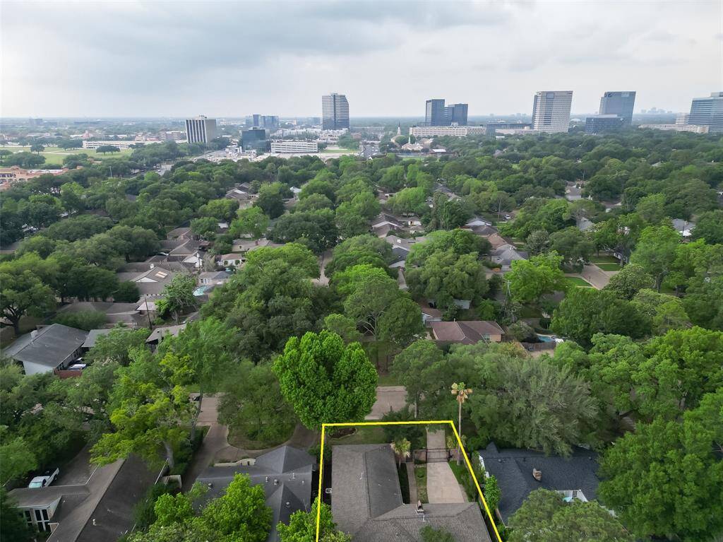 Aerial view from backyard facing Briarpark Dr looking at Beltway 8 off Westheimer.