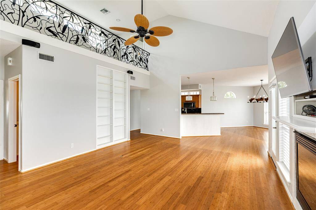 Living room open to the dining and breakfast bar