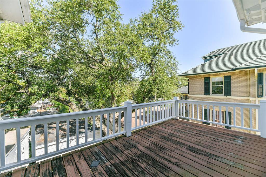 Deck off of the second floor.