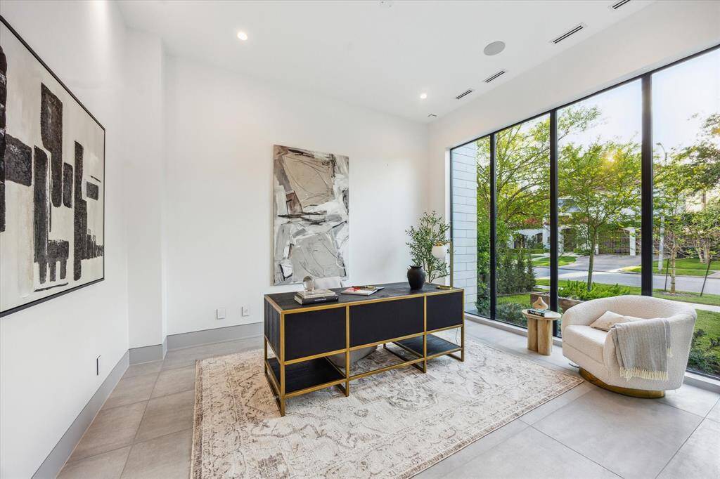 Study with views to front yard