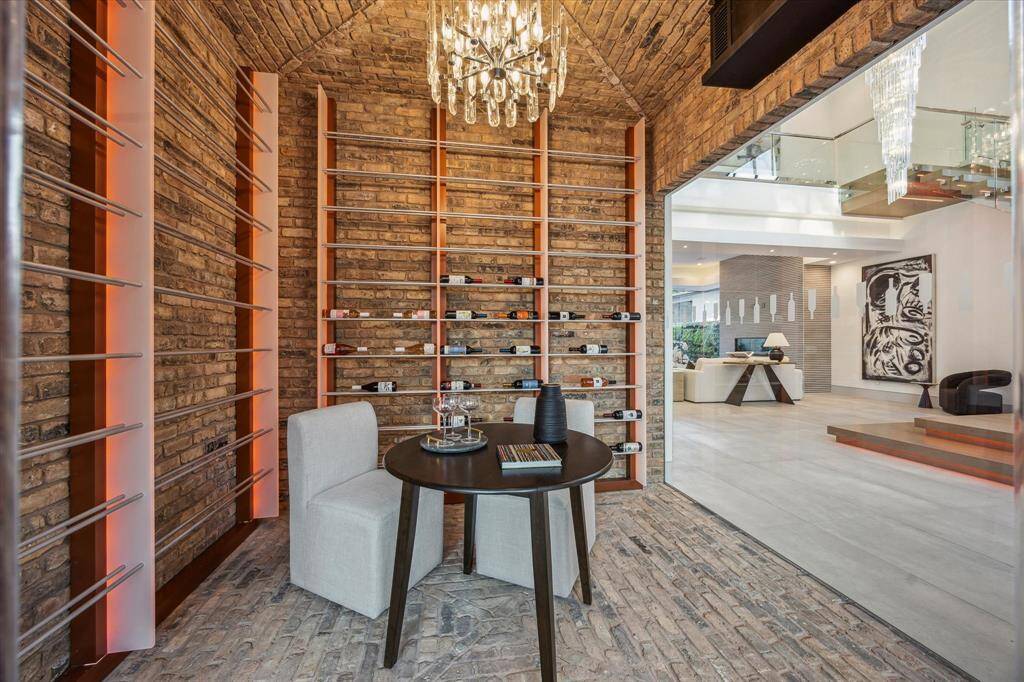 Climate controlled wine room with LED lit racks