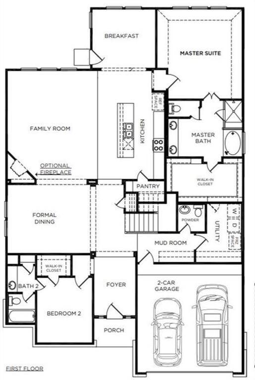 1st Floor Rendering (w/optional Fire Place)
