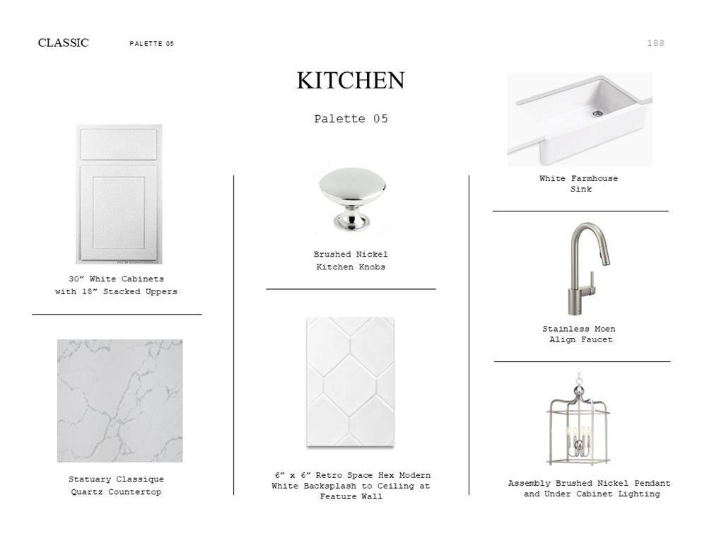 Classic Look Palette 5: Kitchen Selection Sheet (*Artist rendering used for illustration purposes only.)