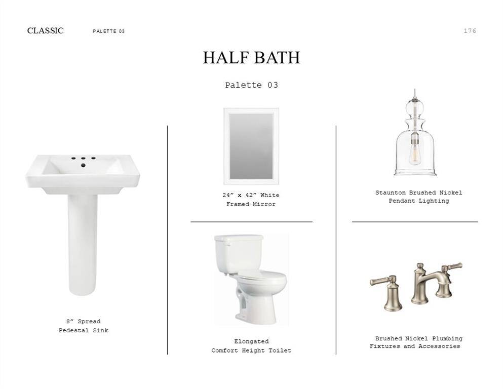 Classic Look Palette 3: Half Bath Selection Sheet (*Artist rendering used for illustration purposes only.)