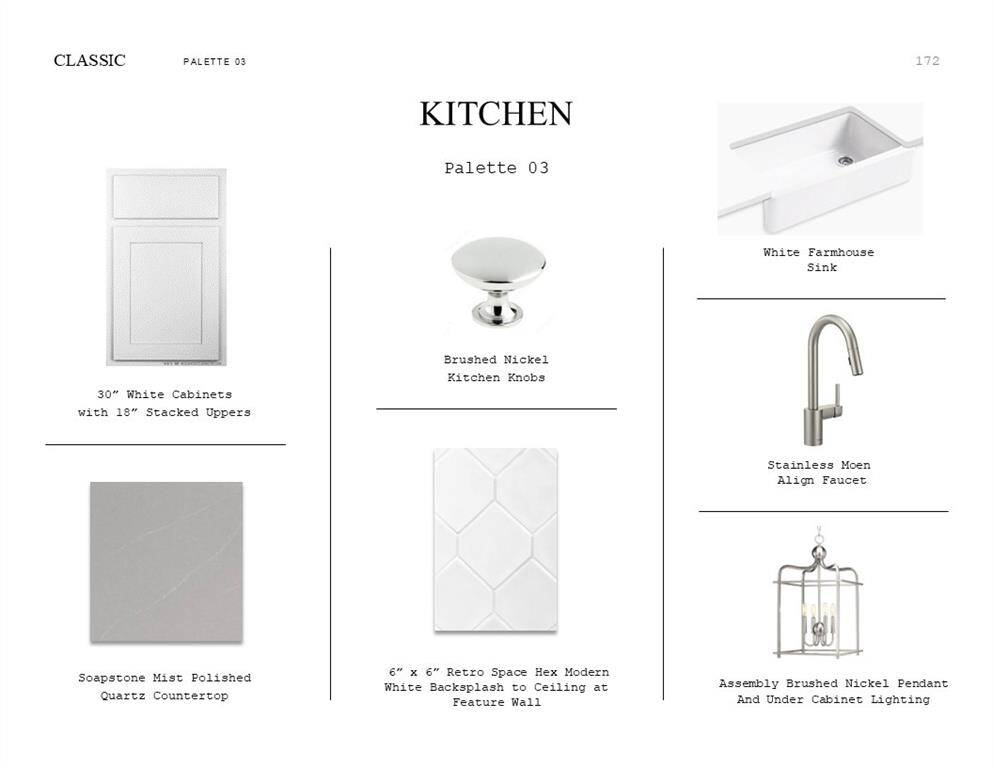 Classic Look Palette 3: Kitchen Selection Sheet (*Artist rendering used for illustration purposes only.)