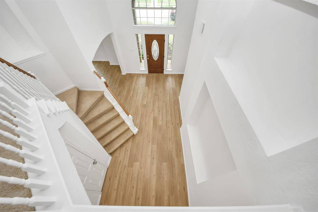 View of the first floor from upstairs game room/ den