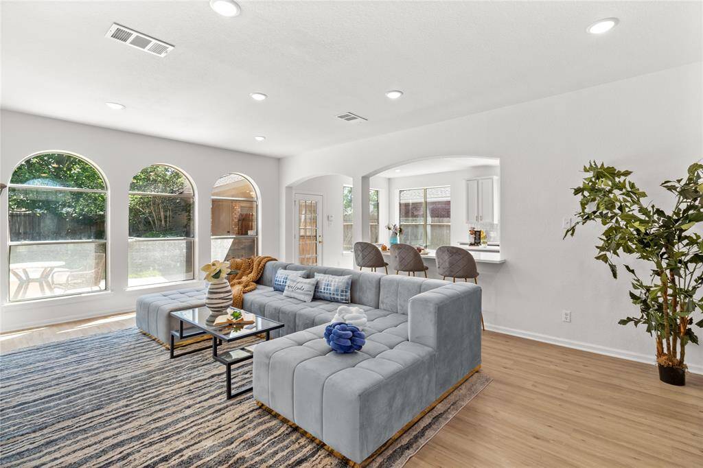 Living area with view of the pool!