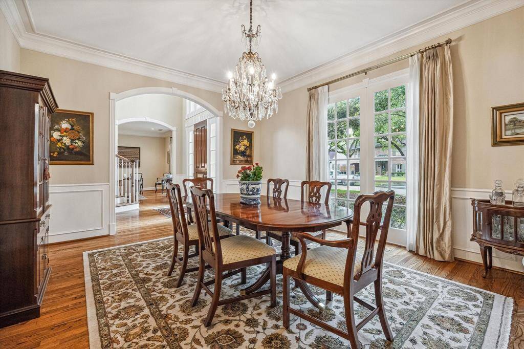 The dining room flows off the center foyer entry. This view is looking towards the living room.