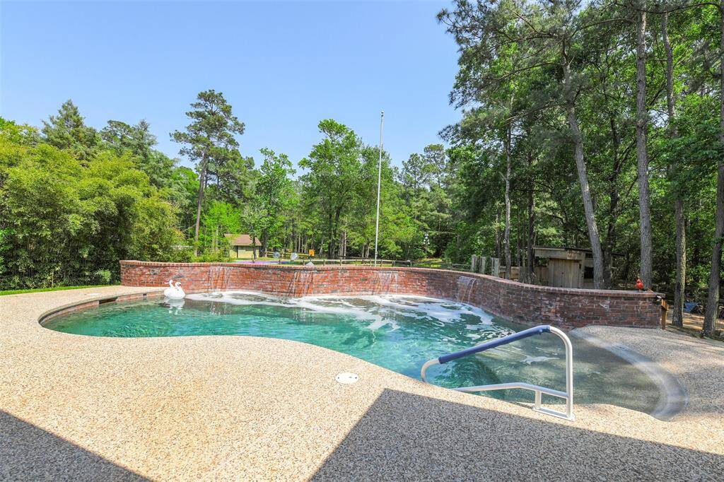 View from pool overlooking back yard area.