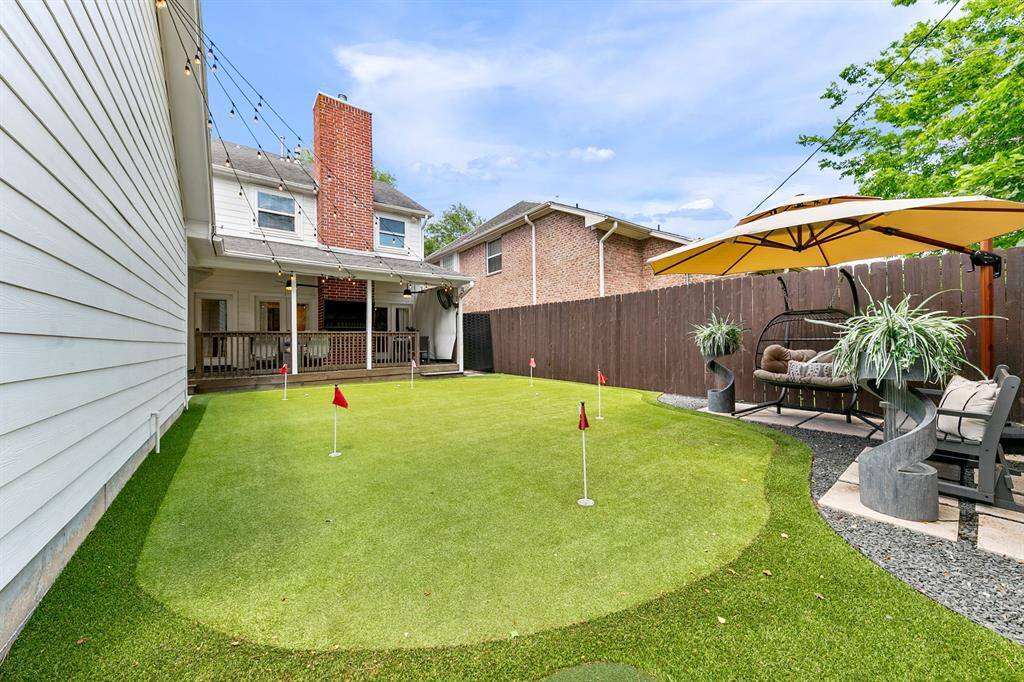 Enjoy your own private putting green and additional covered seating space with water features.