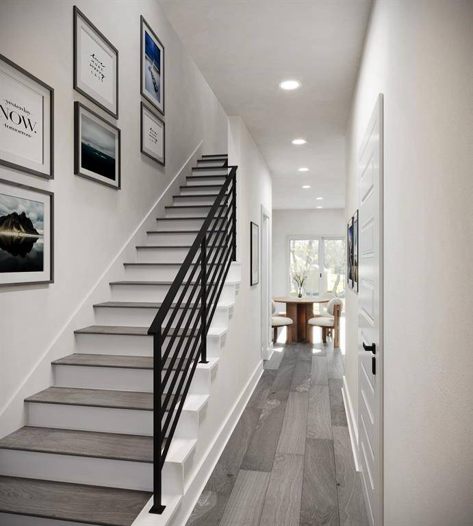 Virtually staged stairwell area