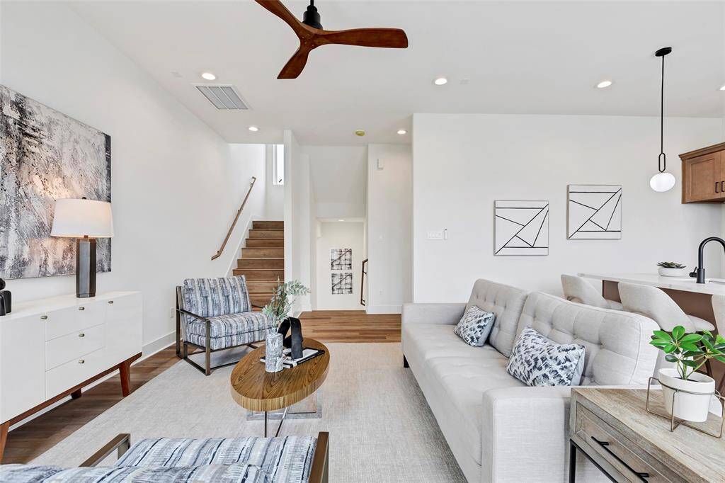 An up-close view of the living room, offering a better sense of space and layout to help you envision the perfect furniture arrangement.