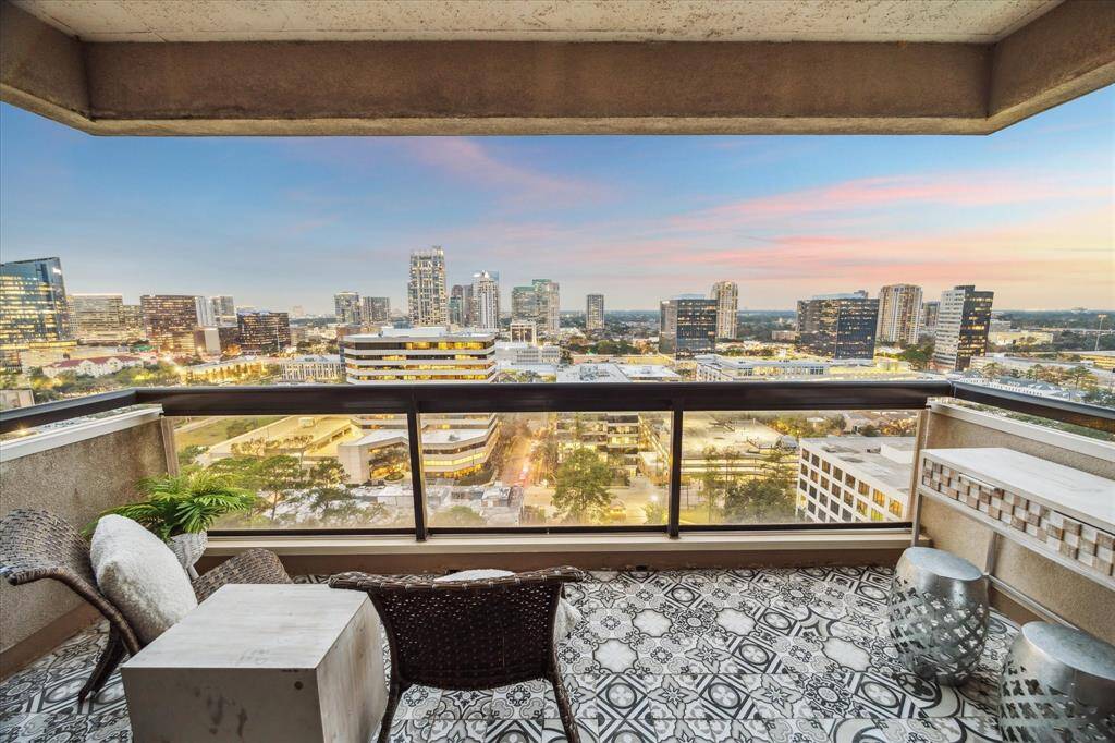 Take in stunning Houston sunsets nightly from the living room balcony.