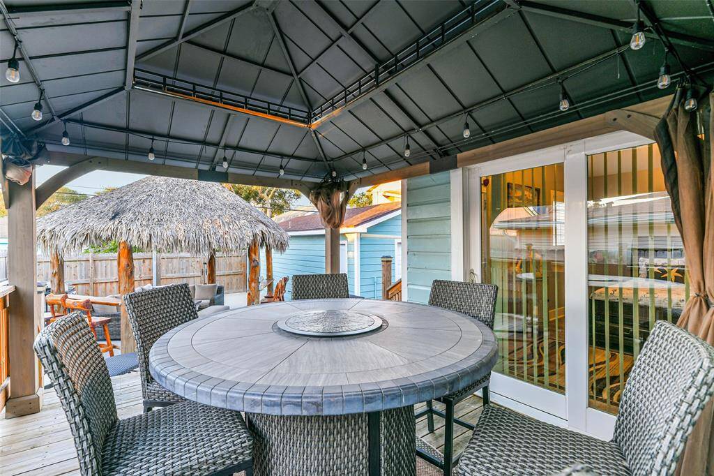 A gazebo graces the back patio.