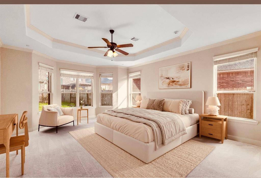 Primary bedroom- virtually staged to show the potential…