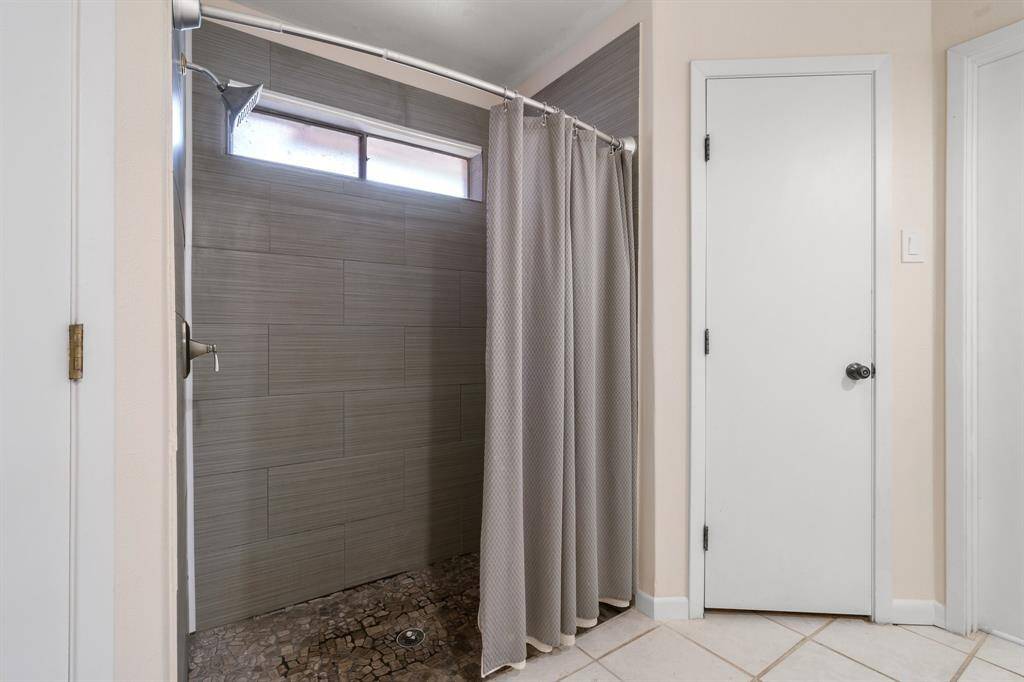 Tiled shower.