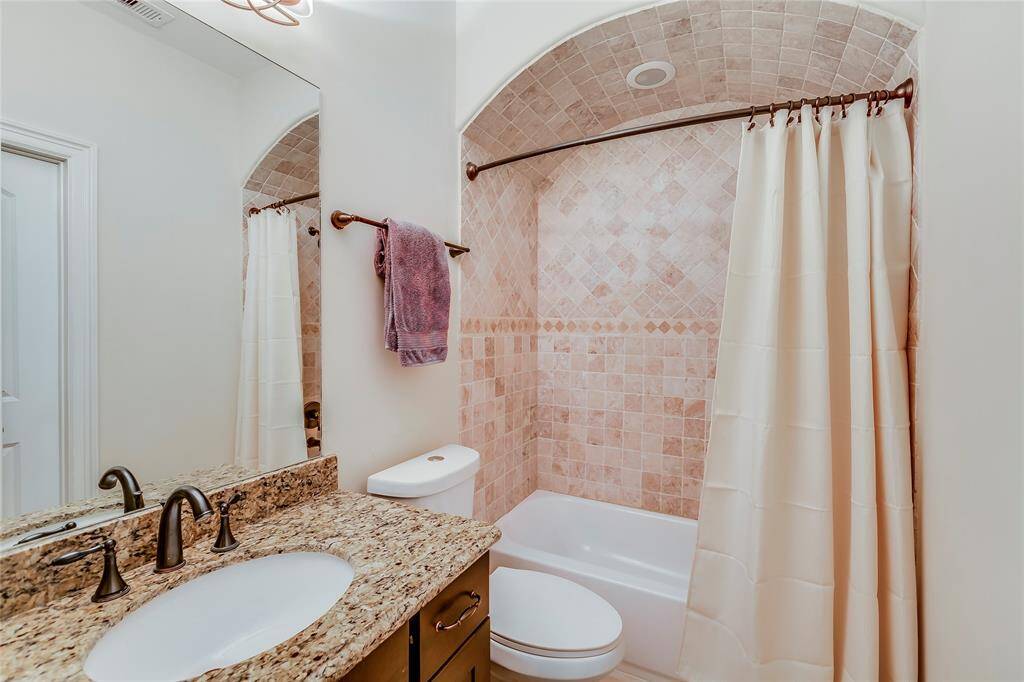 Second bathroom, granite counter & beautiful  tile
