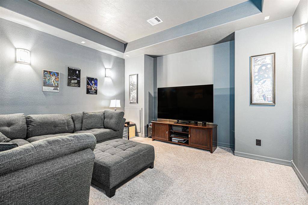 Media room with fouble door entry