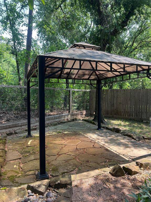 The gazebo is perfect for morning coffee.