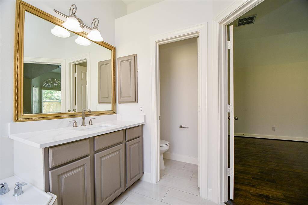 Two closets compliment the dual vanities to offer maximum space