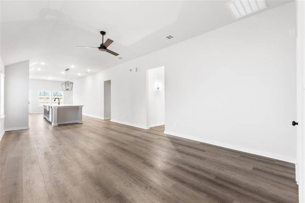 Wow so much wall space giving you many options for TV and aranging of furniture!