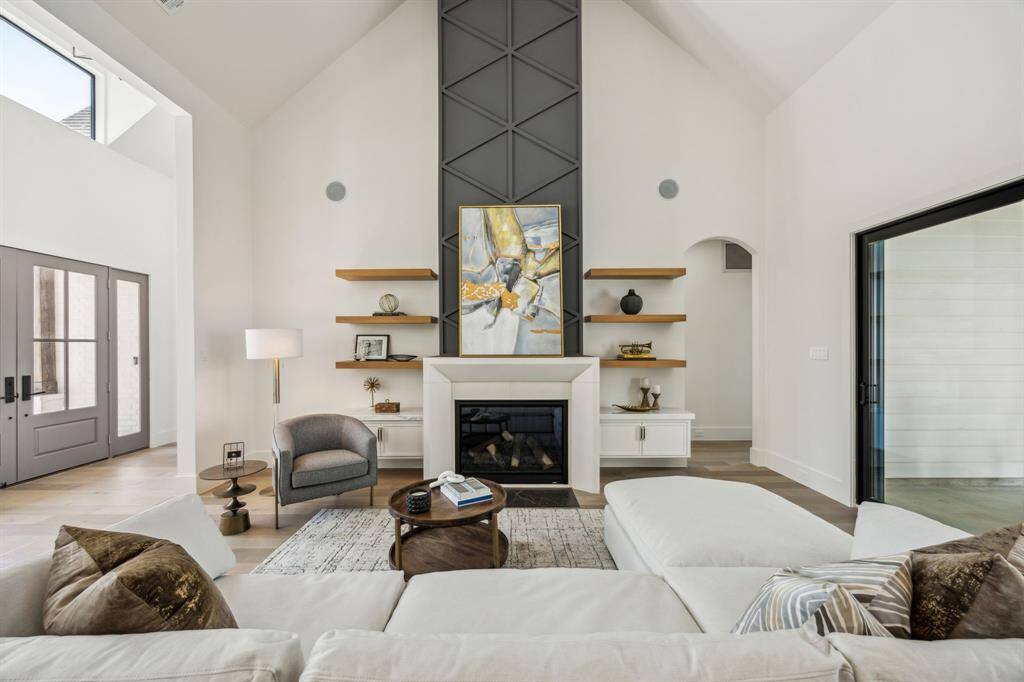 The floating shelves feature led underlighting.