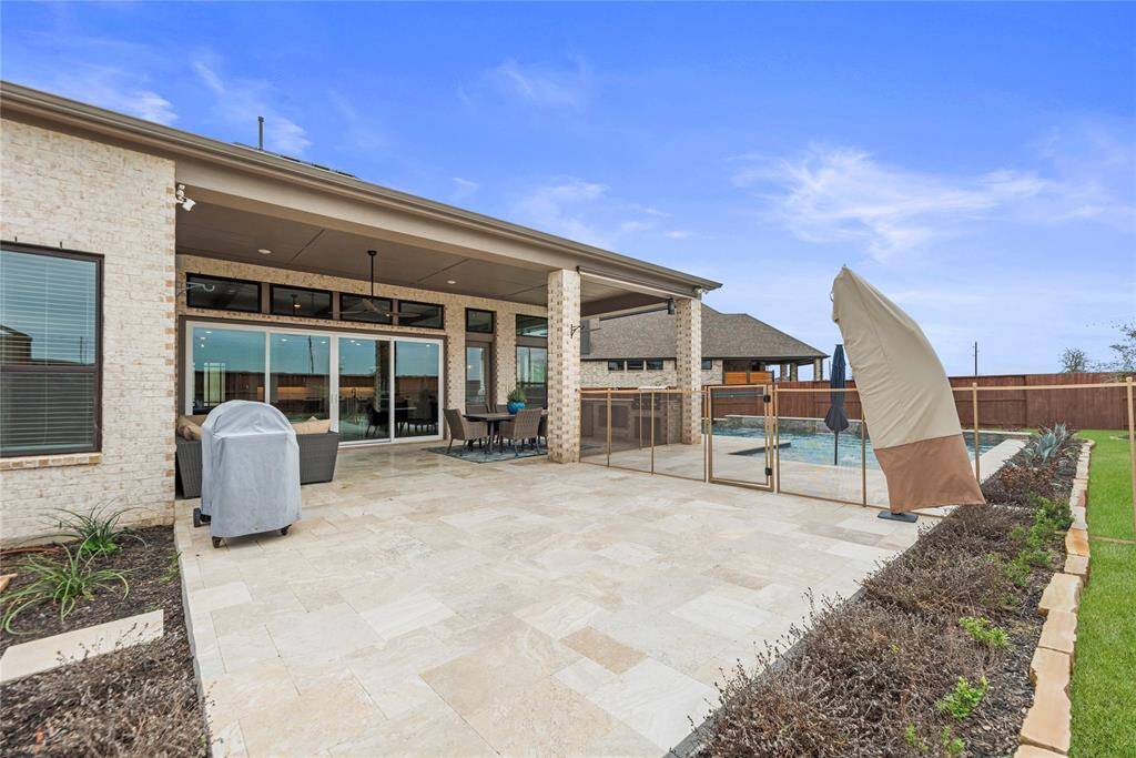 The extended covered patio is an easy place to sit back and watch the sunset or just get some you time in the fresh air.