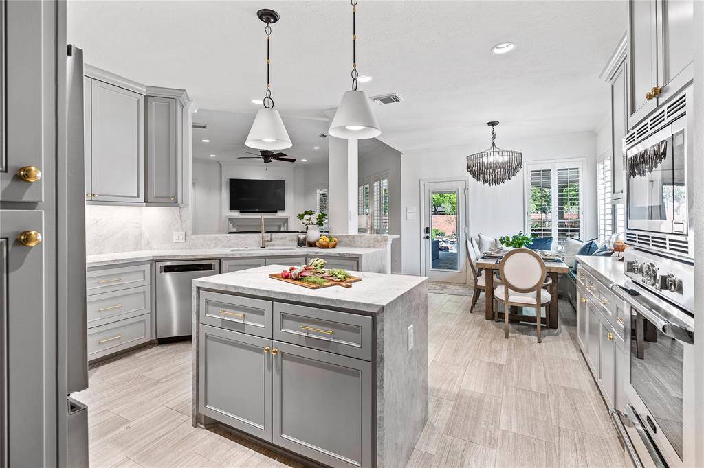 Breakfast area with custom banquette seating with storage.