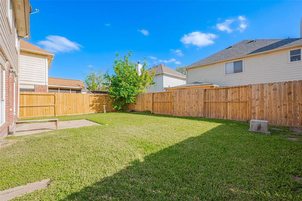 Private backyard with brand new fence