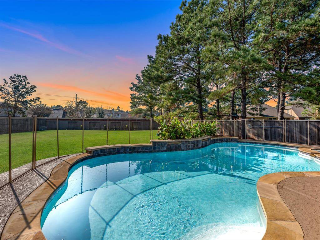A sneak peak of the backyard oasis on a massive 13,842 SF lot.