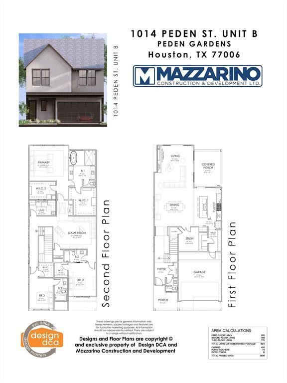 Please be aware that these plans are the property of the architect/builder designer that designed them not DUX Realty, Mazzarino Construction or 1014 PEDEN LLC and are protected from reproduction and sharing under copyright law. These drawing are for general information only. Measurements, square footages and features are for illustrative marketing purposes. All information should be independently verified. Plans are subject to change without notification.