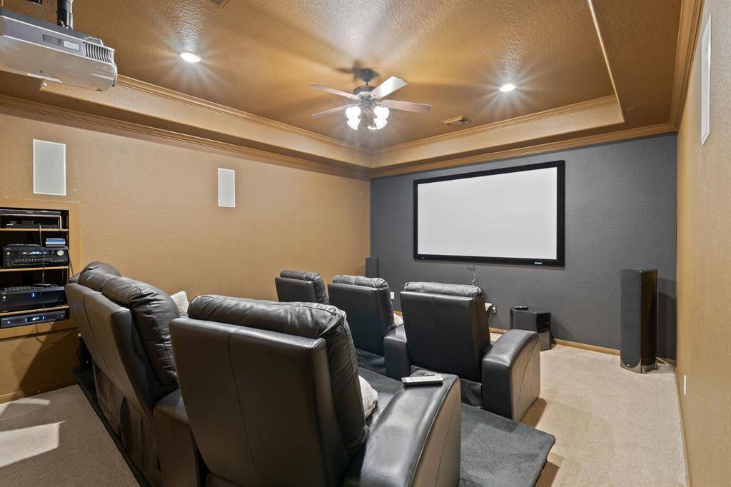 Media room including furniture and equipment