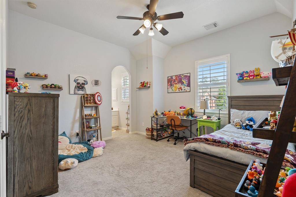 One of three upstairs bedrooms