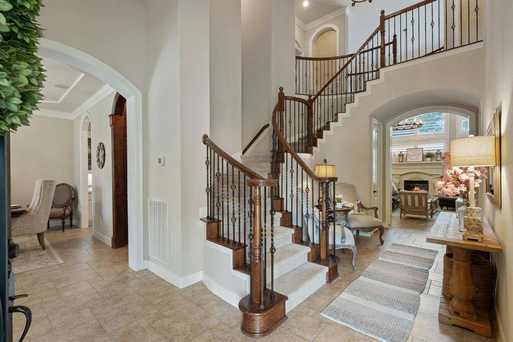 One of two staircases in the entryway