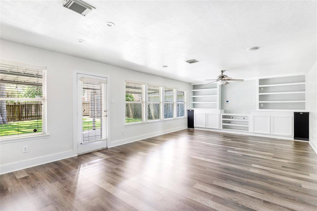 Living room with built ins