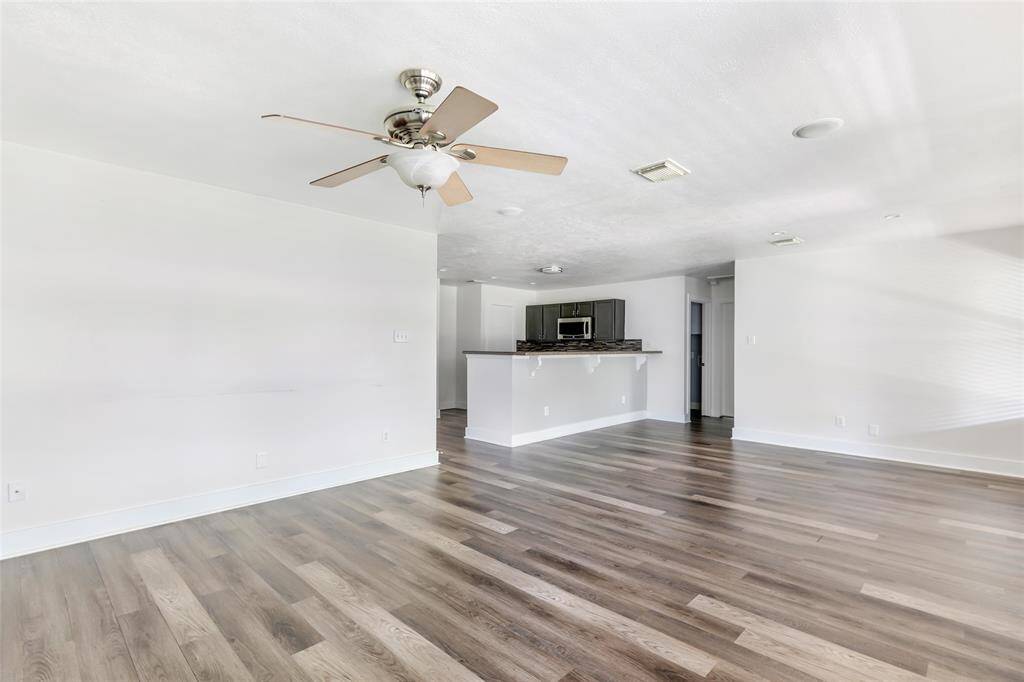 View from living room towards kitchen