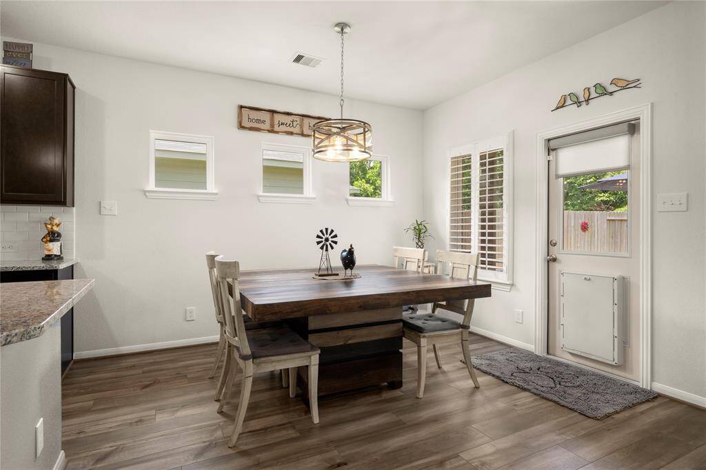 Dining area open to the spacious kitchen.