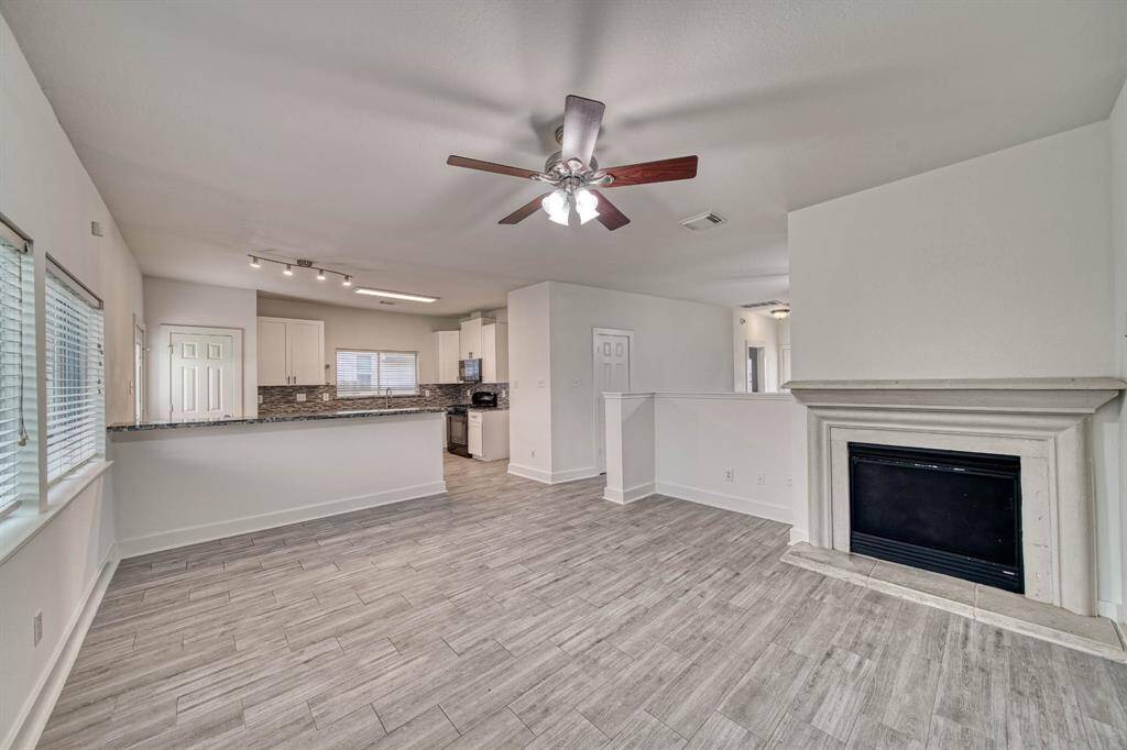 Living room into kitchen