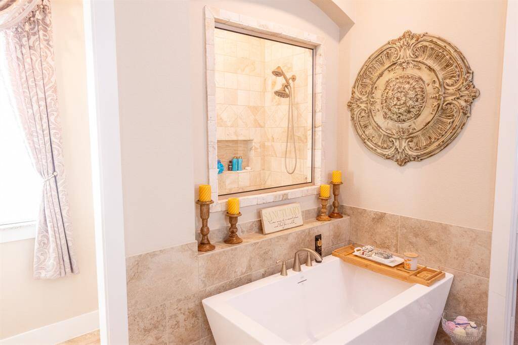 soaking tub and separate shower