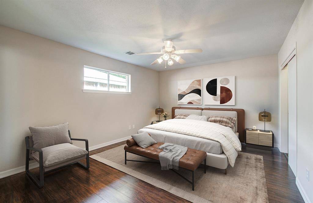 MIL Suite Features a large 15 x 12 Bedroom space.  Virtually staged in this photo.