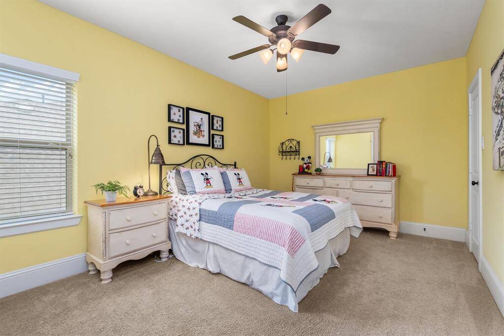All secondary bedrooms are large enough for King sized beds and furnishings, have ceiling fans and direct access to one of 2 secondary bathrooms.  This room includes a massive storage closet.
