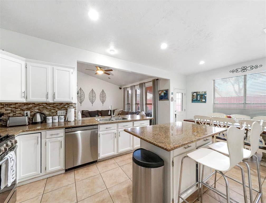 This kitchen is open to the family room.