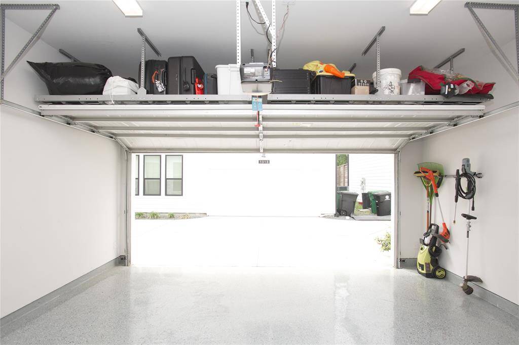 High ceilings in Garage with extra storage