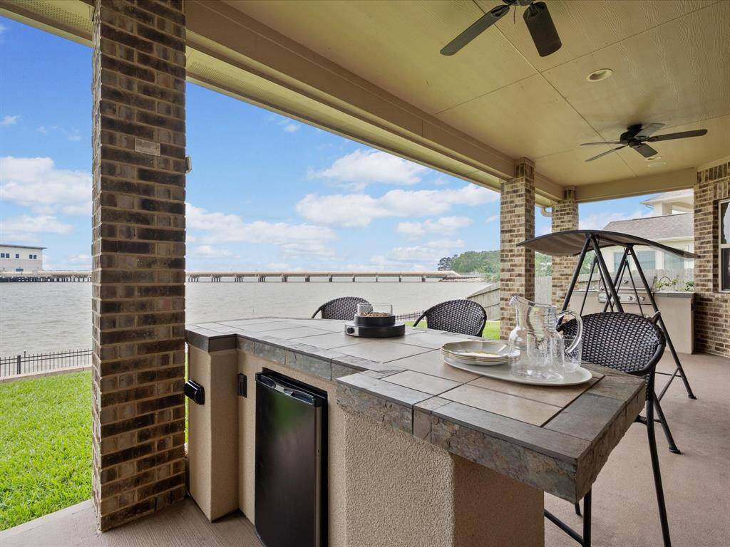 Separate counter space for entertaining with built-in mini fridge